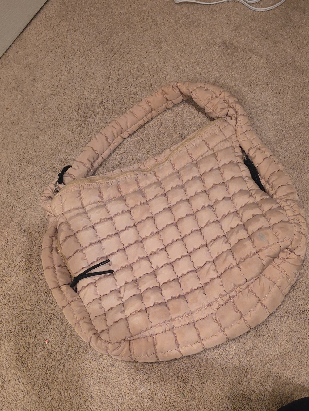 Free People Quilted Puffer Shoulder Bag in Light Beige